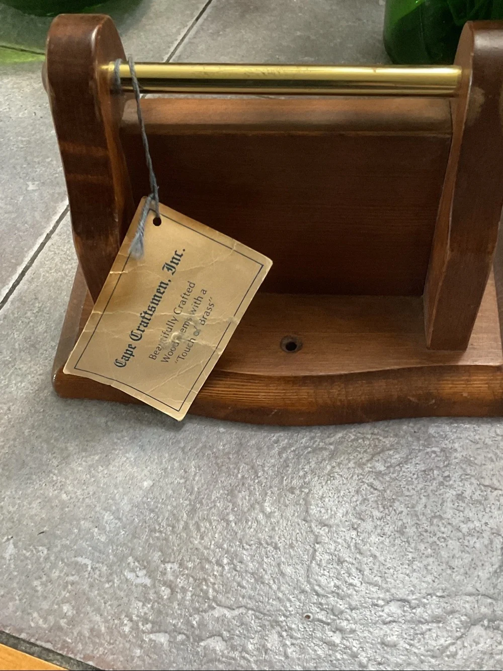 Classic Wooden Wall Shelf with Brass Rod in Brown